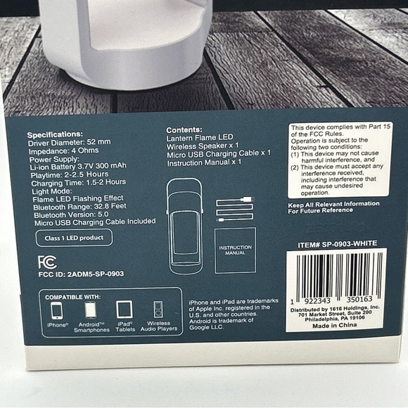 Bass Jaxx Bluetooth Speaker and Lantern With LED Flickering Flame Effect Music - Picture 5 of 9